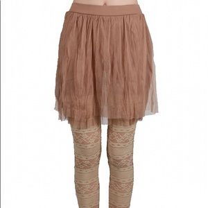 NWT RYU tulle skirt leggin/tights in beige